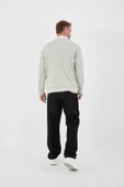 Polo Yaka Selanik Örme Kumaş Erkek Sweatshirt - Taş - 5