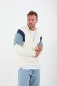 Oversize Erkek Kolları Garnili Selanik Örme Erkek Sweatshirt - Ekru - 2