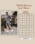 Fitilli Oversize T-Shirt Şort Takım - Siyah - 6