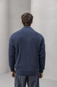 Woody Oversize Selanik Örme Fermuarlı Erkek Hırka- İndigo thumbnail 7