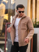 Tek Cepli Peluş Ceket- Bej thumbnail 1