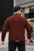 Oversize Selanik Örgü Düğmeli Erkek Hırka- KoyuKahve - 5