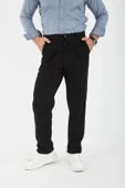 Fitilli Baggy Kalıp Erkek Pantolon - Siyah - 1
