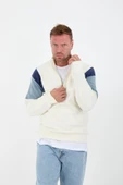 Oversize Erkek Kolları Garnili Selanik Örme Erkek Sweatshirt - Ekru - 6