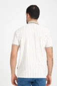 Premium Dik Çizgili Polo Yaka T-Shirt - Bej - 7