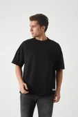 Panel Detaylı Basic Oversize Erkek T-Shirt - Siyah thumbnail 6
