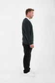 Polo Yaka Selanik Örme Kumaş Erkek Sweatshirt - NeftiYeşili - 4