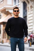 Bisiklet Yaka Basic Sweatshirt - Siyah - 7