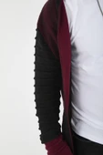 Bordo Erkek Kolları Desenli Panço Hırka - 6