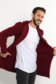 Bordo Erkek Düz Panço Hırka - 2