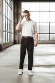 Polo Yaka Basic Düğmeli Triko Erkek T-Shirt - Ekru - 12