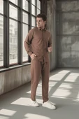 Jakar Yıkama Efektli Lastikli Erkek Pantolon - Kahve - 8