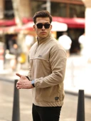 Premium Yarım Ferrmuar Polar Sweatshirt - Bej - 2