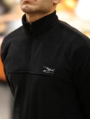 Premium Yarım Ferrmuar Polar Sweatshirt - Siyah - 4