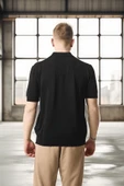 Polo Yaka Basic Düğmeli Triko Erkek T-Shirt - Siyah thumbnail 4
