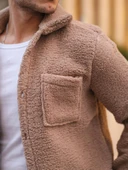 Tek Cepli Peluş Ceket- Bej thumbnail 4