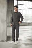 Jakar Yıkama Efektli Lastikli Erkek Pantolon - Füme - 6