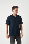Havlu Kumaş Polo Yaka Erkek T-Shirt - Lacivert - 2