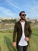 Haki Erkek Düz Panço Hırka - 2