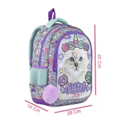Muggle 2 Bölmeli Pretty Cat Meow Okul Sırt Çantası Mor (MU-9022) - 2