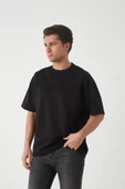 Panel Detaylı Basic Oversize Erkek T-Shirt - Siyah thumbnail 7