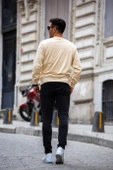 Bisiklet Yaka Basic Sweatshirt - Bej - 4