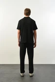 Premium Gölge Dokulu Polo Yaka Erkek T-Shirt - Siyah - 5