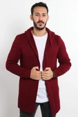 Bordo Erkek Düz Panço Hırka - 1