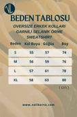 Oversize Erkek Kolları Garnili Selanik Örme Erkek Sweatshirt - Lacivert - 7