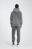Oversize Yıkamalı Şardonlu Erkek Eşofman Takımı - Antrasit - 5