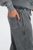 Oversize Yıkamalı Şardonlu Erkek Eşofman Takımı - Antrasit - 6