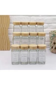 Bambu Kapaklı 12 Adet Cam Baharatlık Seti 120 ml - 8