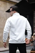Cozy Kanguru Nakışlı Şardonlu Yarım Fermuar Sweatshirt - Ekru - 5