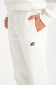Oversize Puf Baskılı Erkek CozyFit Şardonlu Eşofman Takımı - Ekru - 3