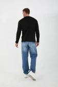 İnterlok Kumaş İnce Uzun Kollu Erkek Sweatshirt - Siyah - 6