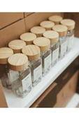 Bambu Kapaklı 12 Adet Cam Baharatlık Seti 120 ml - 6