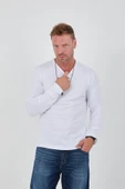 İnterlok Kumaş İnce Uzun Kollu Erkek Sweatshirt - Beyaz - 2