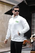 Cozy Kanguru Nakışlı Şardonlu Yarım Fermuar Sweatshirt - Ekru - 1
