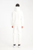 Oversize Puf Baskılı Erkek CozyFit Şardonlu Eşofman Takımı - Ekru - 5