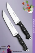 Sürmene Serisi Mutfak Bıçak Seti Et Ekmek Tavuk Sebze Salata Bıçağı 2 Li Set Siyah ( MFT-010 ) - 1