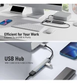 Desingshop 2 In 1 Adaptör 4 Port Type C USB 3.0 Hub USB 3.0 Adapter Type-C Çevirici USB Hub - 3