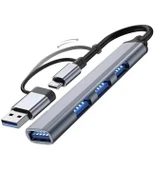 Desingshop 2 In 1 Adaptör 4 Port Type C USB 3.0 Hub USB 3.0 Adapter Type-C Çevirici USB Hub - 1