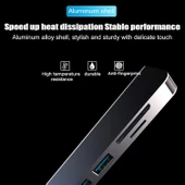 Desingshop USB C Hub 5'i 1 arada Tip C USB3.0+USB2.0 Bilgisayarlar için Çok Bağlantı Noktalı Hub Adaptörü Tabletler C Tipi USB-HUB - 8