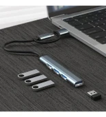 Desingshop 2 In 1 Adaptör 4 Port Type C USB 3.0 Hub USB 3.0 Adapter Type-C Çevirici USB Hub - 5