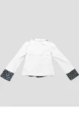 Kız Çocuk Yakası ve Bilekleri Pulpayet İşlemeli Çift Düğmeli Beyaz Blazer Ceket thumbnail 8
