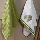 Maxstyle Pamuk Mutfak Havlusu Fındık 2'Li Beyaz-Yeşil 40x60cm - 2