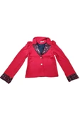 Kız Çocuk Yakası ve Bilekleri Pulpayet İşlemeli Çift Düğmeli Kırmızı Blazer Ceket thumbnail 3