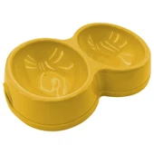 8566 Çiftli Kedi/Köpek Mama Kabı Sarı - 1