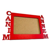 Anneler İçin Kırmızı Ahşap Fotoğraf Çerçevesi Canım Annem - 1