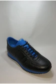 Erkek Siyah Mavi Deri Spor Ayakkabı thumbnail 1